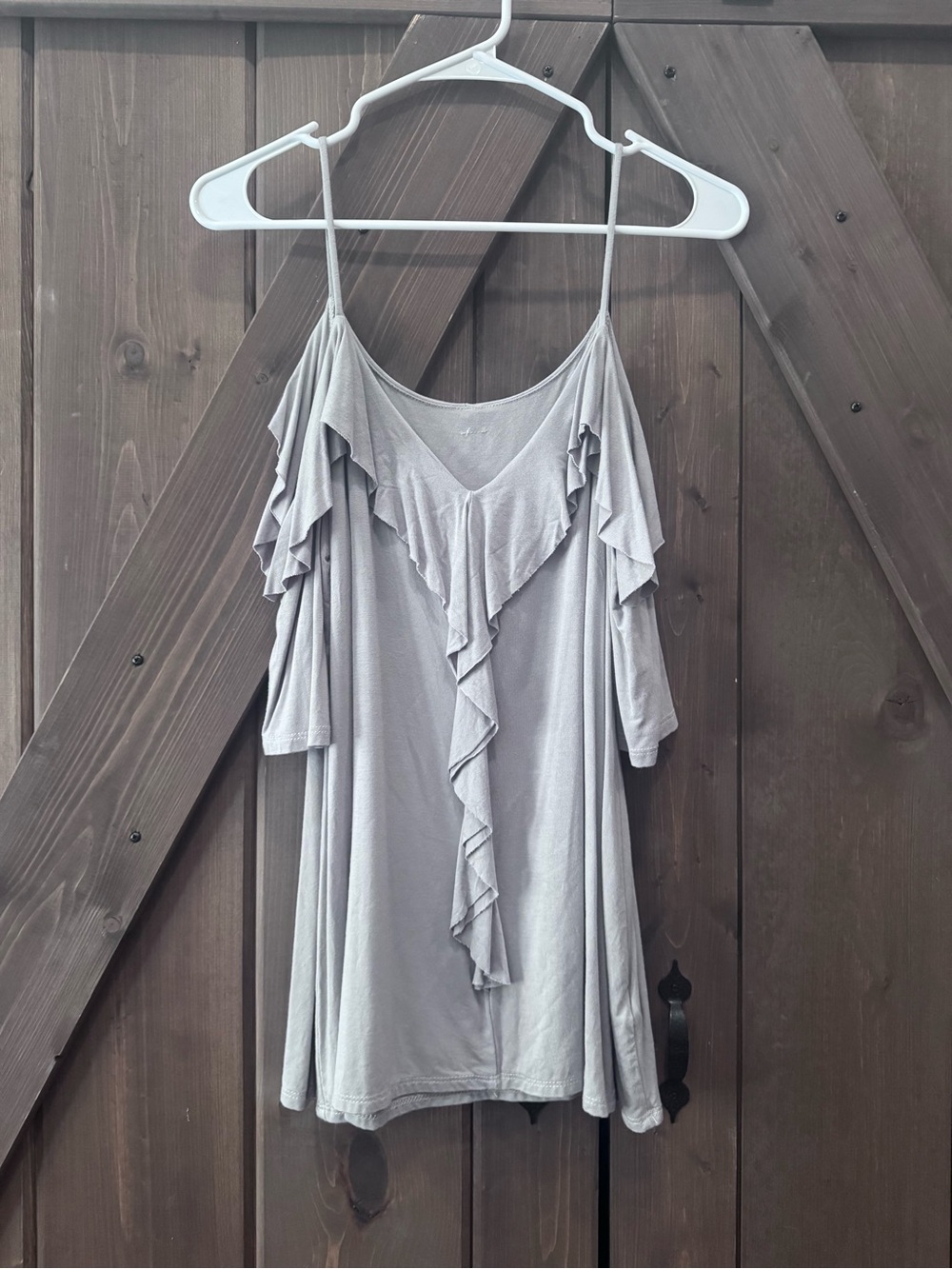Women’s Ruffle Cold-Shoulder Top - Gray